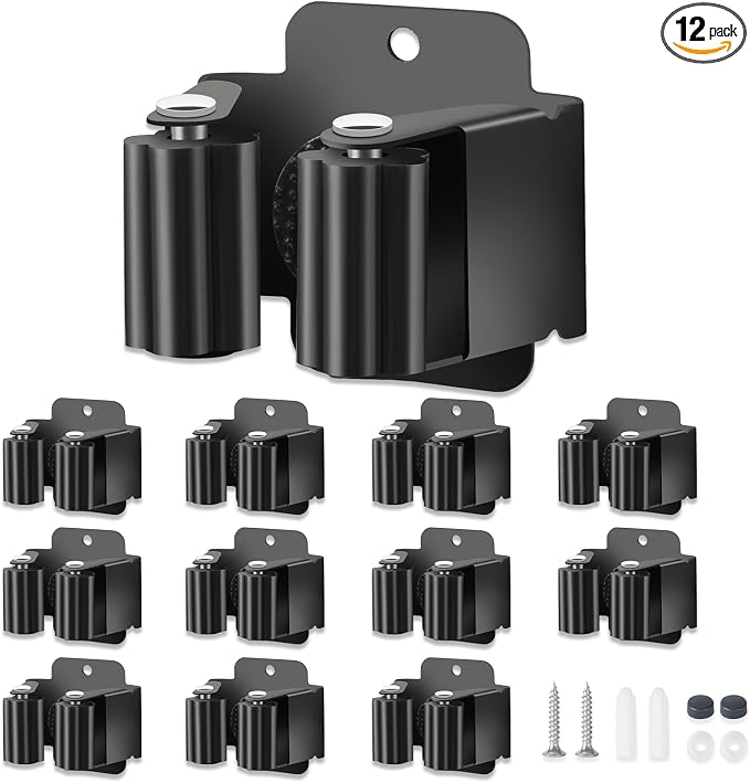 12 PCS Broom Holder Wall Mount, Upgraded Heavy Duty Mop and Broom Holder Wall by Unknown