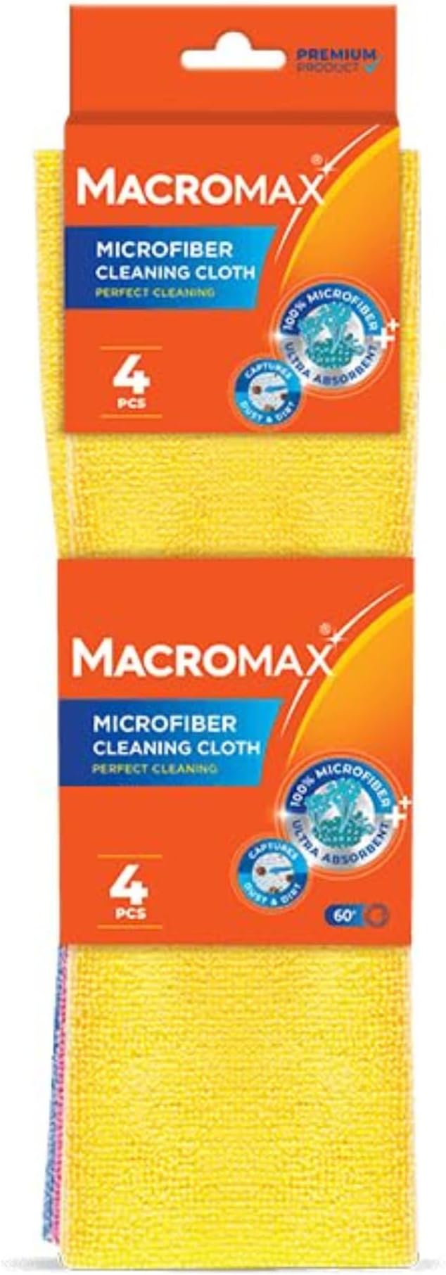 Microfiber Cleaning Cloth – Pack of 4 – Ultra Absorbent Lint‑Free Reusable by Macromax