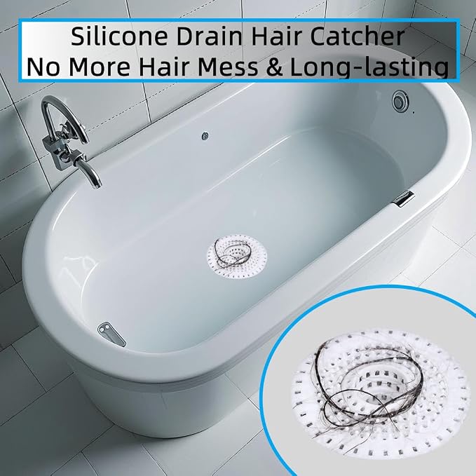 White Drain Hair Catcher Shower Drain Cover Hair Catcher Bathtub Drain Hair - Image 4