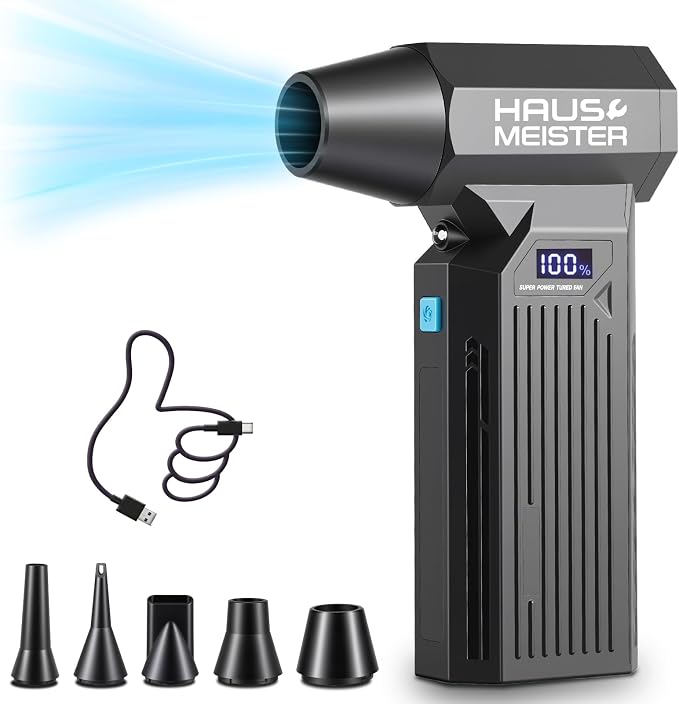 Electric Air Duster Rechargeable, HAUSMEISTER Airflex Turbo 150, 000 RPM by Hausmeister