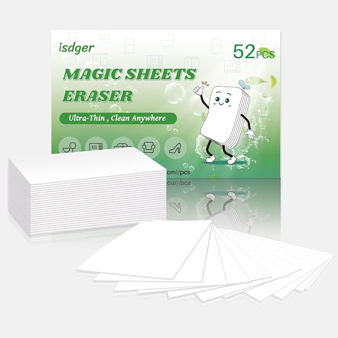 52 PCS Magic Sheet Eraser Sponge, GRS Certified, Ultra Thin by ISDGER