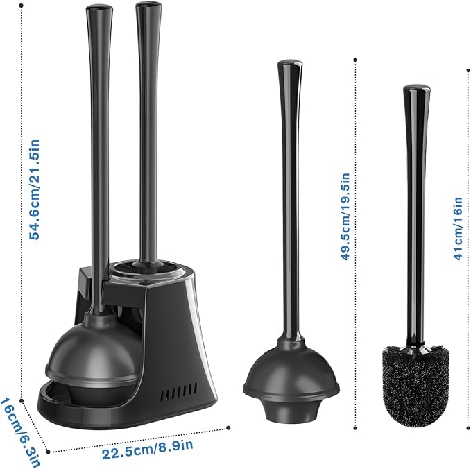 Toilet Plunger and Brush with Holder, Bowl Brush and Heavy Duty Toilet Plunger - Image 7