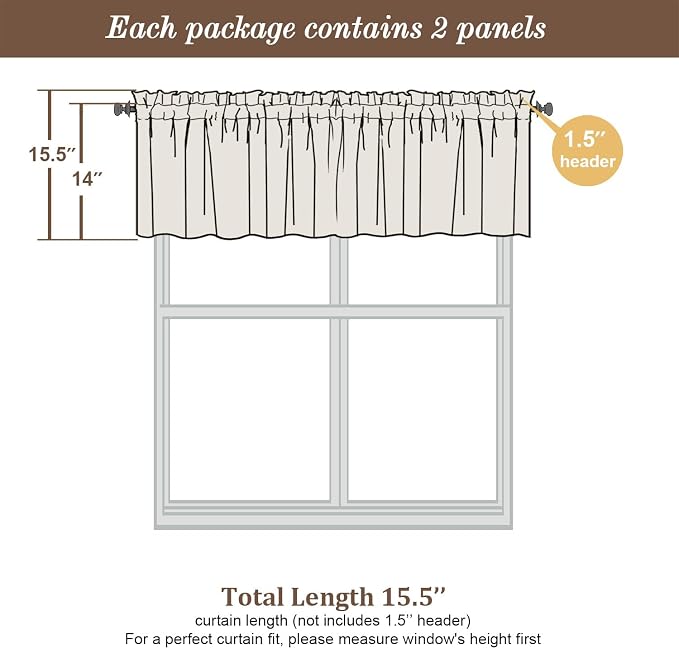 Chyhomenyc Sheer Valances for Windows, Small Window Curtains for Living Room - Image 3