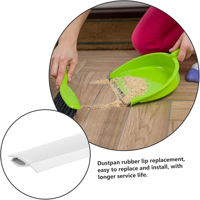 FRCOLOR 4pcs Rubber Dustpan Lip Replacement and Edge Strip Grey Broom Accessory - Image 6