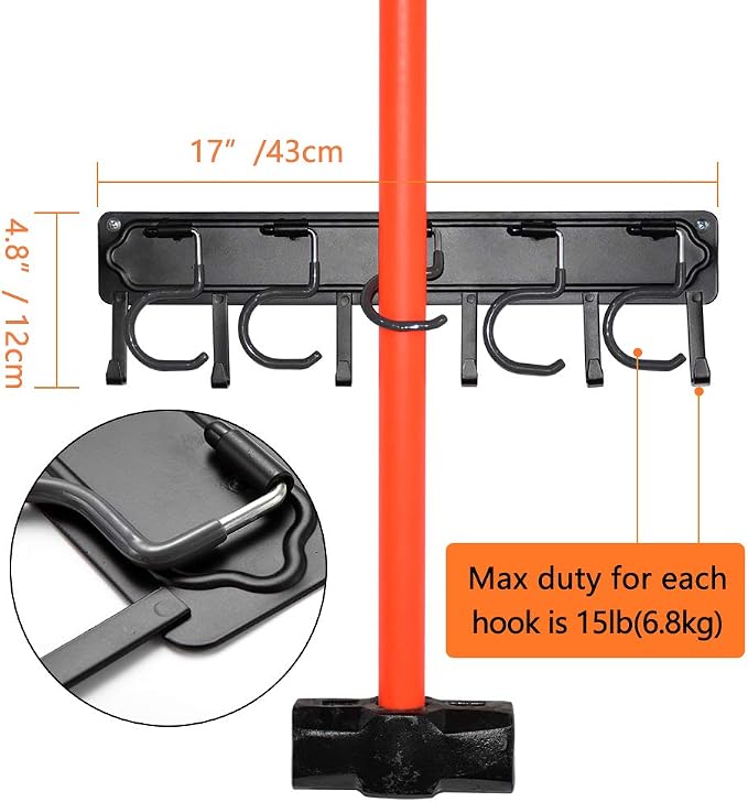 YueTong All Metal Garden Tool Organizer, Adjustable Garage Wall Organizers and - Image 5