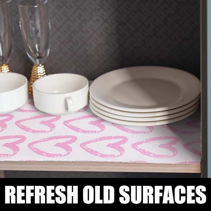 Pink Heart Shelf and Drawer Liner - Image 3