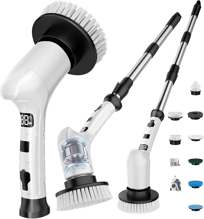Electric Spin Scrubber for Cleaning Bathroom, Cordless Power Shower Scrubber by KELAWE