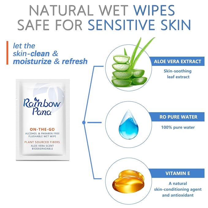 RainbowPana Flushable Wipes, ON-THE-GO Individually Wrapped - Image 3