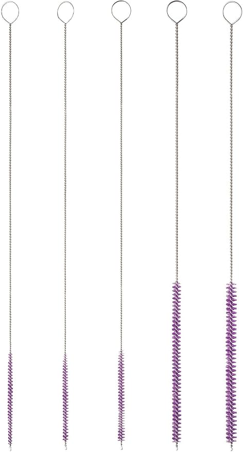 10" Tube Cleaning Brush Set, 5 Pack Small, Extra Long Nylon Straw Brushes - Image 2