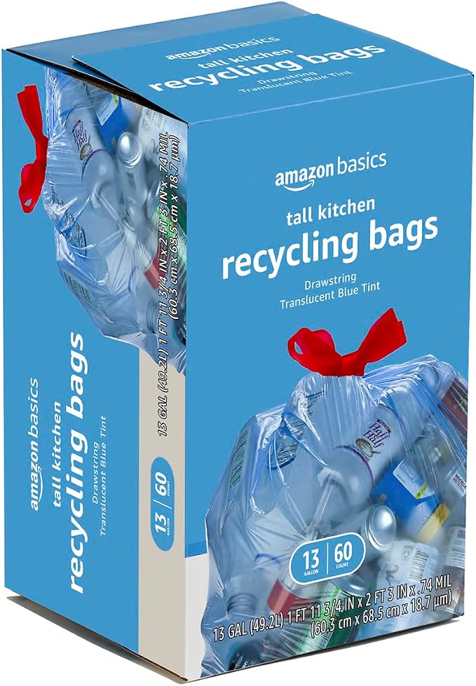 Amazon Basics Blue Recycling Trash Bags, 13 Gallon - Image 4
