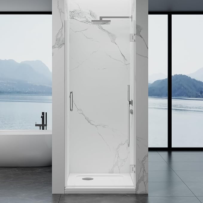 Framelss Hinged Shower Door, 3/8" Tempered Glass by YTSAHSTT