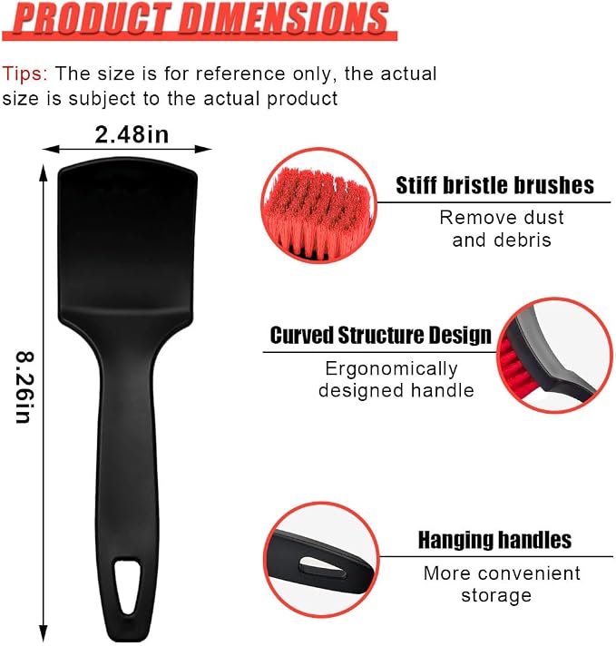 8.3×2.5 Inch Car Wash Brush, Soft Bristle Short Handle Carpet Cleaning Brush - Image 2