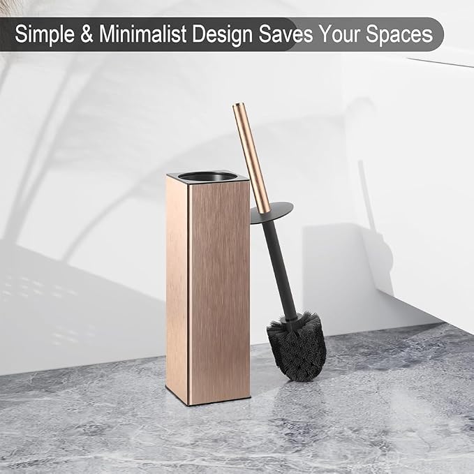 BGL Standing Toilet Brush and Holder Rose Gold Aluminium Toilet Bowl Cleaner - Image 3