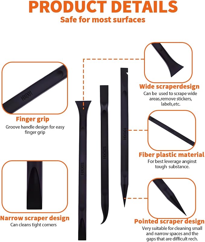 18 PCS Carbon Fiber Plastic Scrapers Tool, Non-Scratch Scraper Tool - Image 3