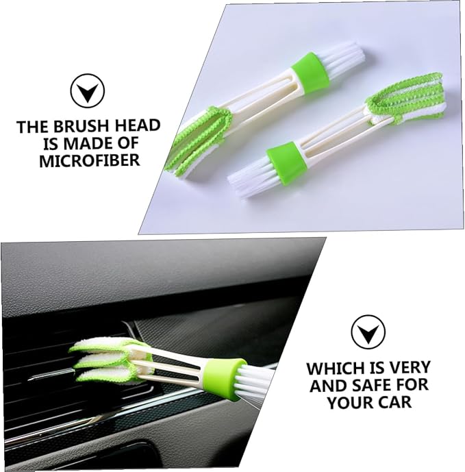 GLEAVI 3pcs Double-Ended Car Air Vent Cleaning Brush Set Green, Air Conditioner - Image 9