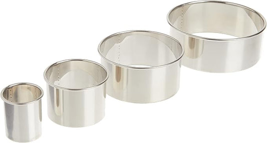 Ateco 4 Piece Stainless Steel Plain Edge Round Cutters Set in Graduated Sizes by Ateco
