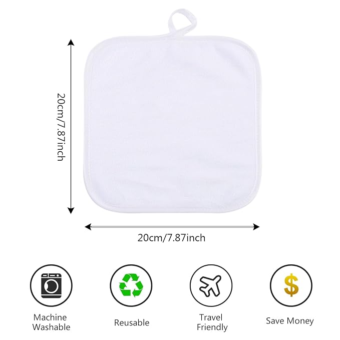 SINLAND Microfiber Facial Cloths Fast Drying Washcloth 8inch x 8inch Absorbent - Image 2