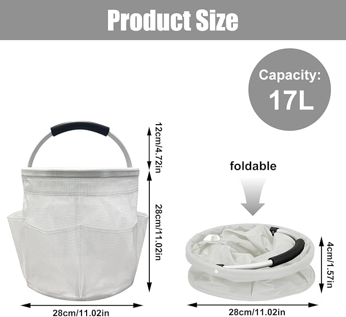 17L Cleaning Caddy with Handle, Foldable Cleaning Supply Caddy with 6 Pockets - Image 2