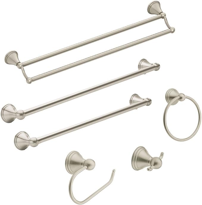 Moen Preston Brushed Nickel 24-Inch Single Wall Mounted Bathroom Towel Bar - Image 4
