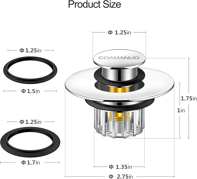 Bathtub Stopper | Shower Drain Hair Catcher, Pop-up Tub Stopper - Image 3