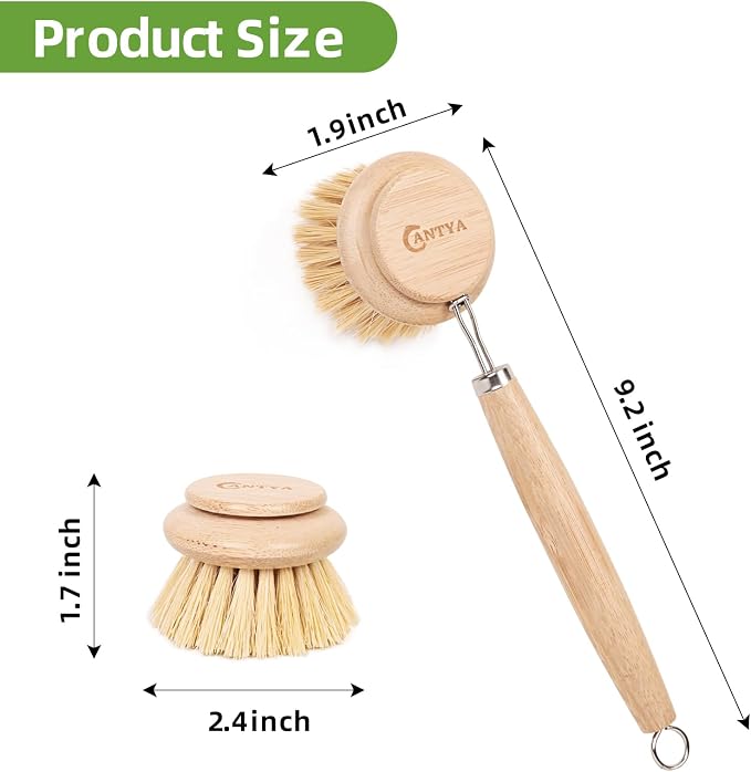 Bamboo Scrub Brush with Handle - Image 2
