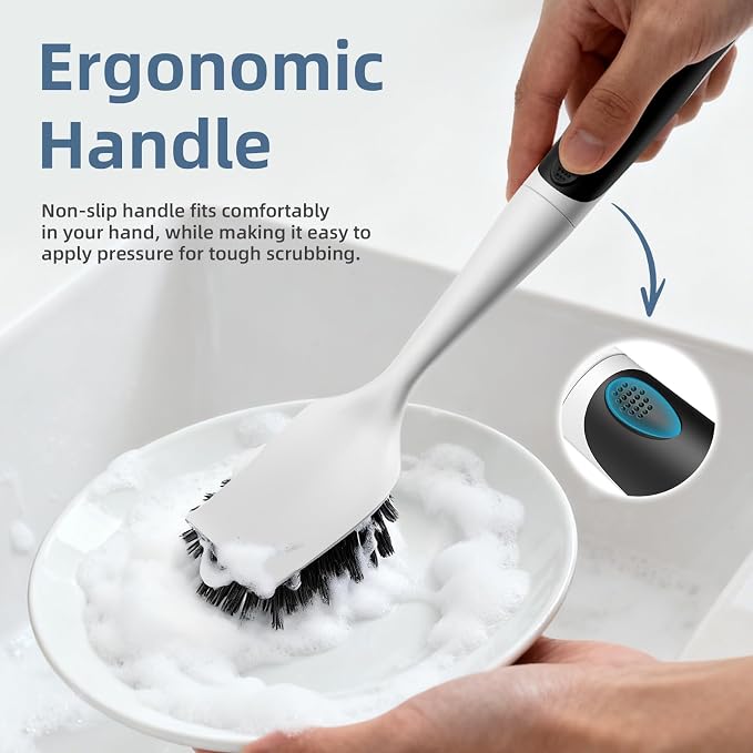 Dish Scrub Brush, 2 Pack Stiff Bristles Cleaning Scrubber Brushes - Image 3