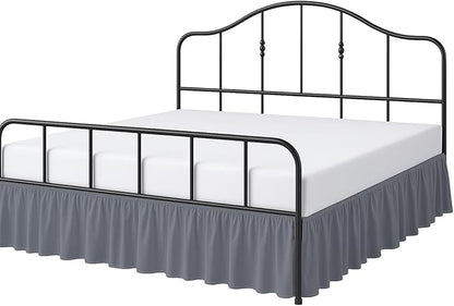 Cottington Lane Ruffled Bed Skirt Twin Size with Split Corner, Brushed Microfiber Hotel Quality Dark Grey Dust Ruffle, 21 Inch Drop Gathered Bedskirt, Soft and Stylish, Shrinkage and Fade Resistant