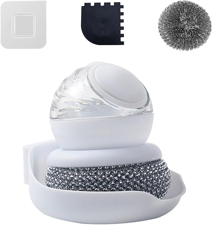Dish Brush with Soap Dispenser, Steel Wool Scrubber with Replaceable Steel Wool by Unknown