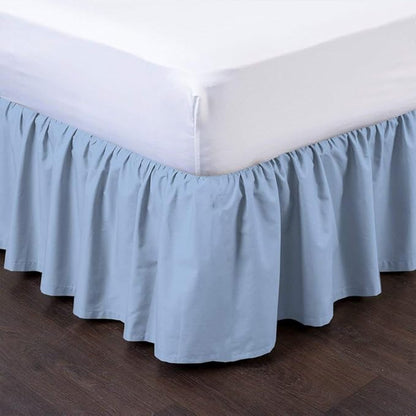 Bed Skirt - Ruffled Bed Skirt (Twin, Light Blue) 12 Inch Drop Dust Ruffle with Platform, 100% Cotton 800 Thread Count Fabric - Dust Ruffle Bedskirt for Easy Fitting and Easy Care