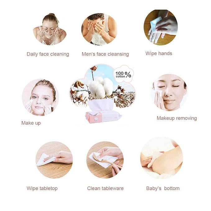 Extra Thick Dry Wipe, Disposable Face Drying Towel 100% Cotton, Lint-Free - Image 3