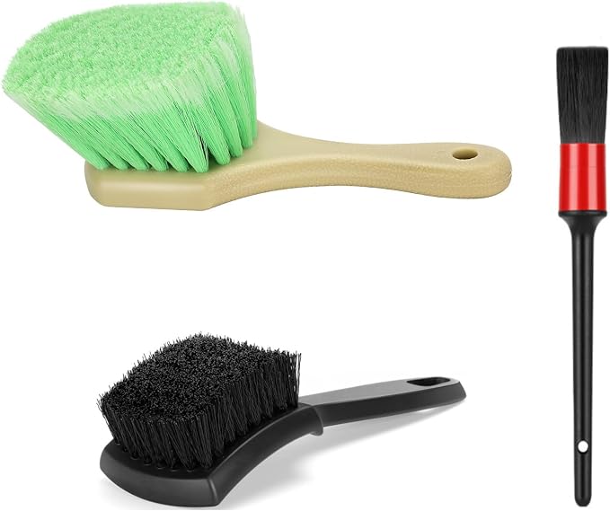Wheel Rim & Tire Brush Set, Soft & Stiff Bristle Wash Cleaning Supplies Kit by Fitosy