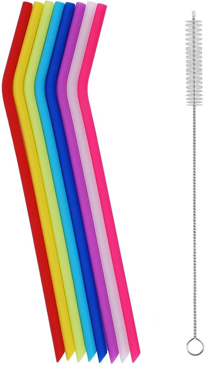 Tifanso 8 Pack Reusable Regular Size Silicone Drinking Straws by tifanso