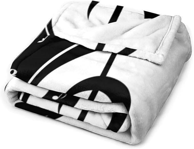 Music Blanket Abstract Funny Black White Music Note Art Printed Soft Cozy Lightweight Throw Blanket for Kids Girls Boys Women Bedroom Living Room Dorm Chair Sofa Travel 60x80in