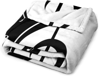 Music Blanket Abstract Funny Black White Music Note Art Printed Soft Cozy Lightweight Throw Blanket for Kids Girls Boys Women Bedroom Living Room Dorm Chair Sofa Travel 60x80in