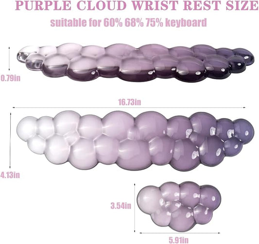 Ergonomic Cloud Silicone Gel Keyboard and Mouse Wrist Rest Set – Clear Wrist - Image 2