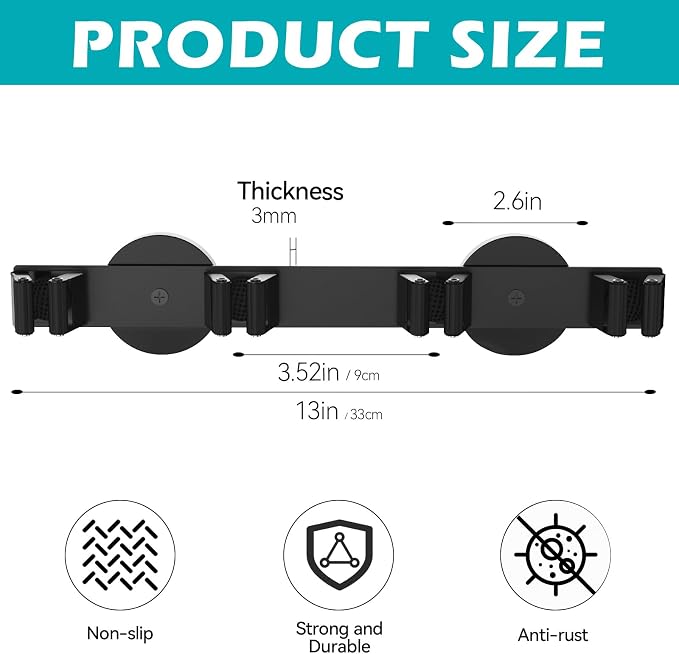 Magnetic Mop Broom Holder, Strong Non Slip Magnetic Broom Mop Hanger, Heavy - Image 5