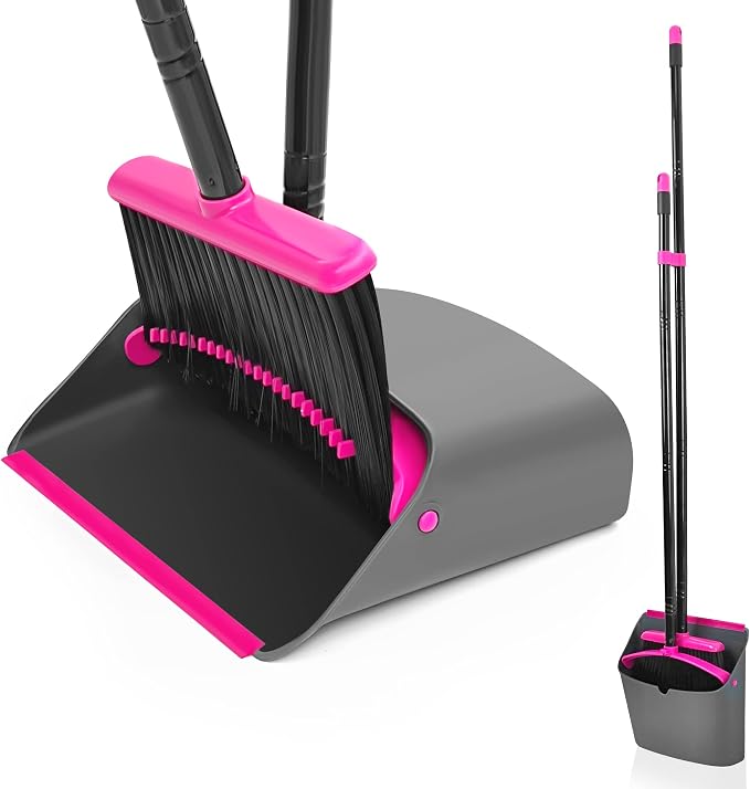 JEHONN Broom with Dustpan Combo Set, Long Handle Lightweight Indoor Broom Set by JEHONN