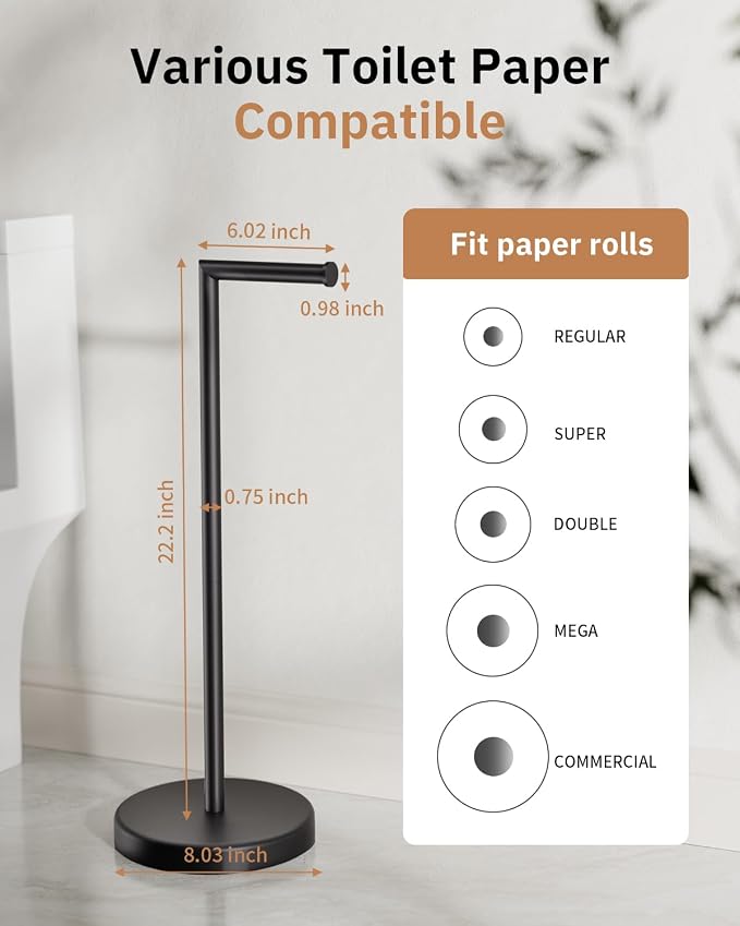 BWE Bathroom Toilet Paper Holder Stand Matte Black SUS304 Stainless Steel RV - Image 6