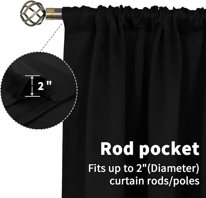 BGment Black Blackout Curtains for Bedroom Window 34 x 45 Inch - Image 5