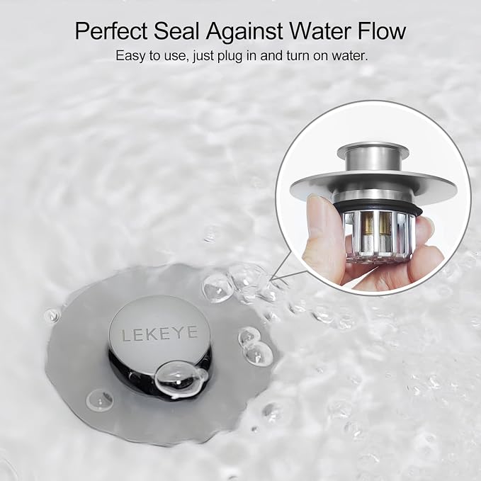 LEKEYE Tub Stopper | Shower Drain Hair Catcher | Pop-up Drain Stopper - Image 7
