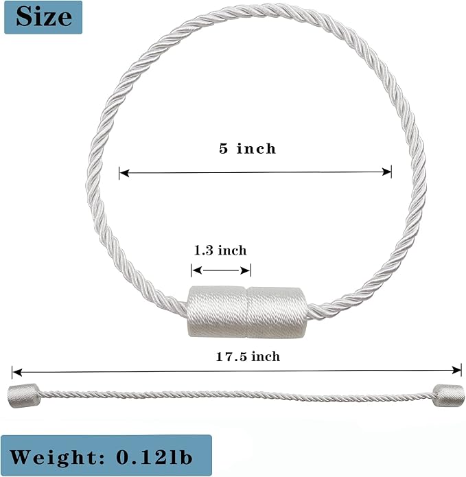 6 Pack White Strong Magnetic Curtain Tiebacks Outdoor Elegant Decorative Tie - Image 2