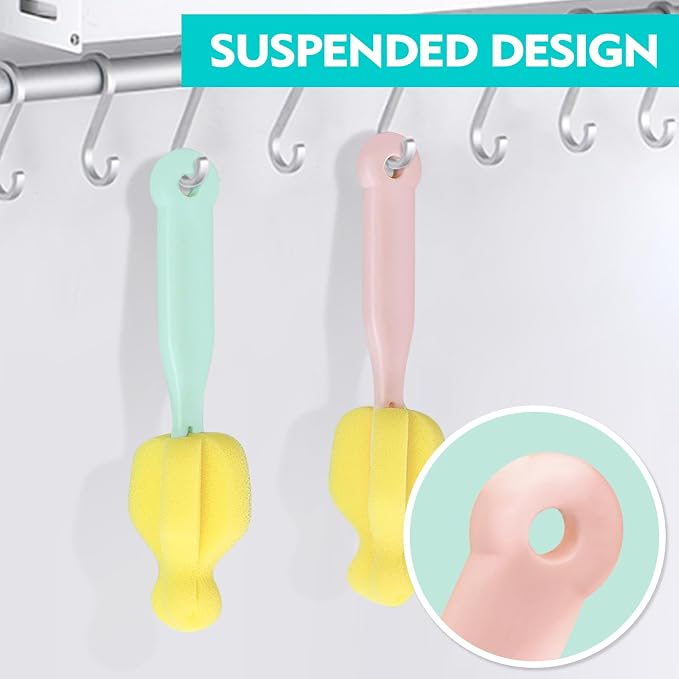 ponge Bottle Brush 6PCS Sponge Nipple Brushes Baby Bottle Nipple Cleaning Brush - Image 9