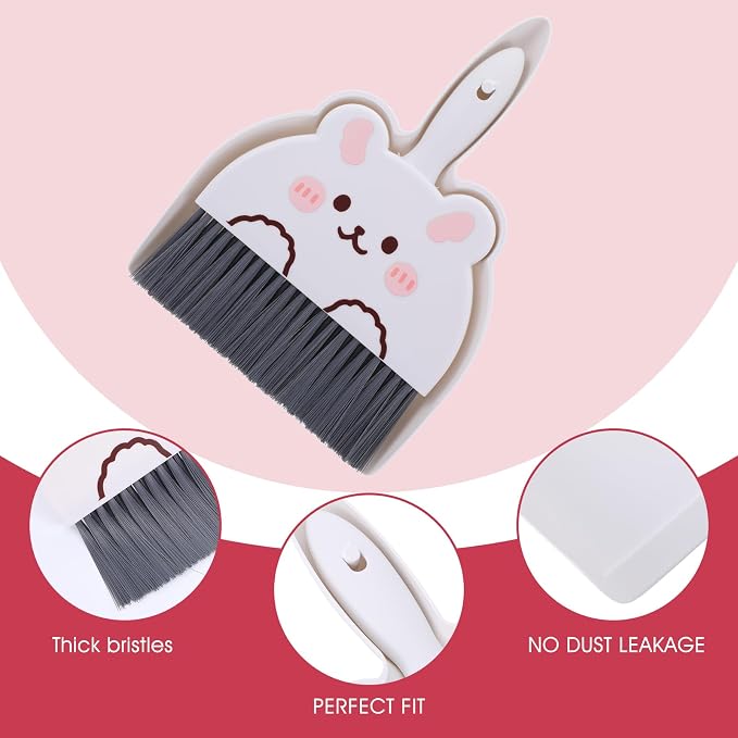 Upgrade Small White Broom and Dustpan Set, Hand Dustpan and Brush Set, Cute - Image 3