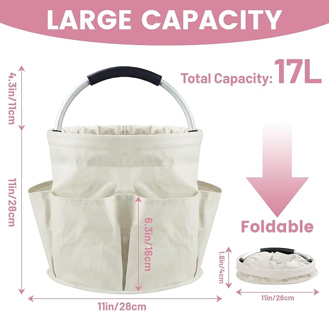 Cleaning Caddy with Handle and 6 Pockets, 17L Cleaning Supplies Organizer - Image 4