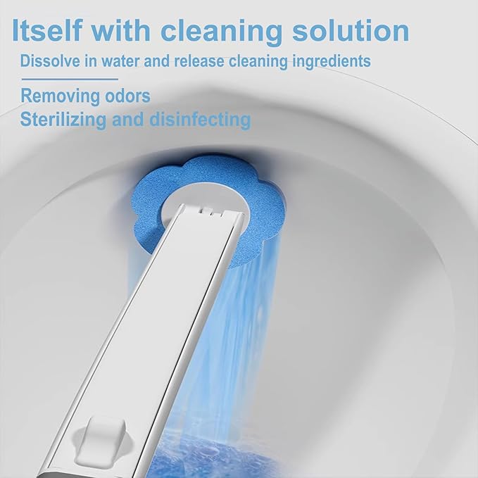 2 Pack Disposable Toilet Brush and Holder Set, Extended Handle - Image 3