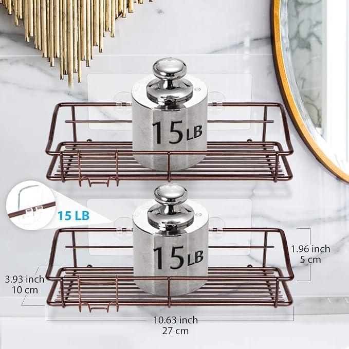Nieifi Shower Caddy Shelf with Hooks Storage Rack Organizer Adhesive Stainless - Image 6