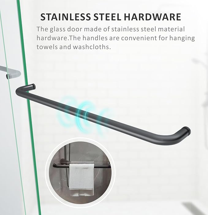 Bathtub Sliding Doors, 56-60 inch W x 62 inch Height Shower Doors - Image 6