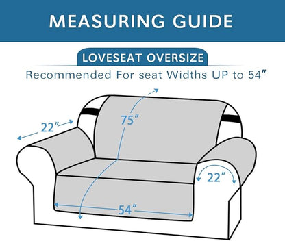 H.VERSAILTEX Reversible Loveseat Cover Furniture Protector Anti-Slip Water Resistant 2" Elastic Straps Couch Covers Pets Kids Fit Sitting Width Up to 54"(Oversized Loveseat: 75" x 98", Black/Grey)