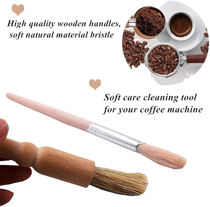DXary 8 Pieces Coffee Brush Set Professional Espresso Brush Kit Include Wooden - Image 3