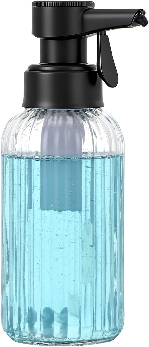 Automatic Foaming Soap Dispenser, 17oz Clear Glass Hand Soap Dispenser by BoundlessHomeInfiniteLiving